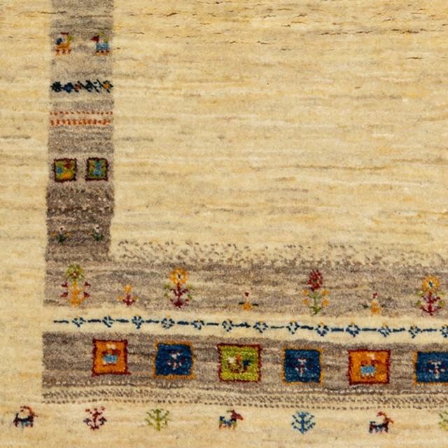 Tranquil Mountain Gabbeh Rug with Cream and Mountain Motif