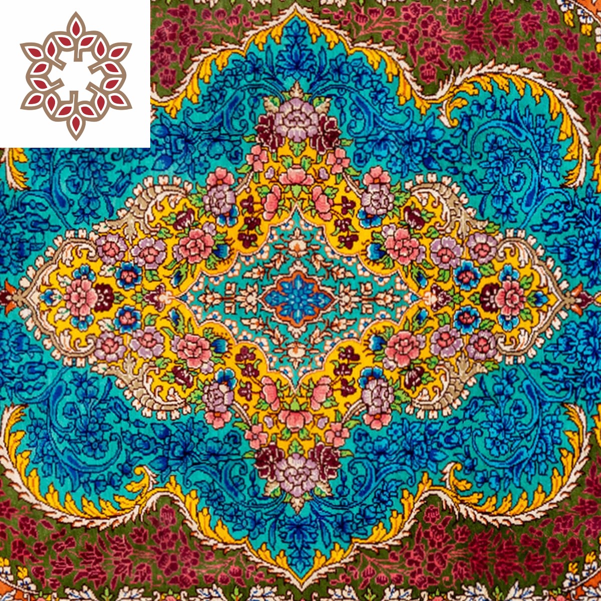 Rug featuring a complex design with vibrant colors and traditional Persian motifs, reflecting cultural heritage and adding elegance to any room.